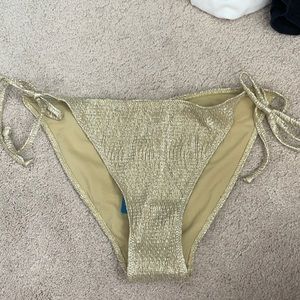 Gold Shimmery String Bikini Bottoms